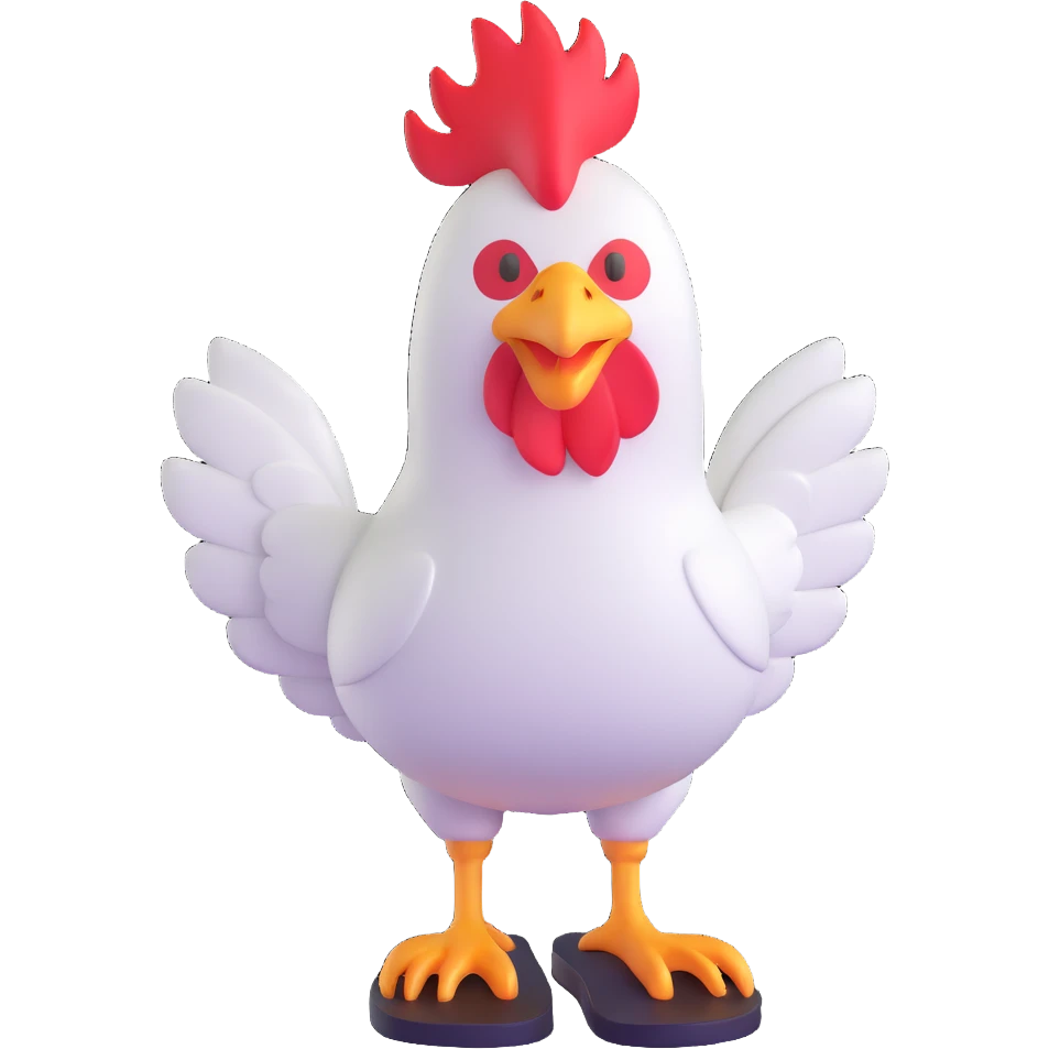 white rooster wearing flip-flops emoji
