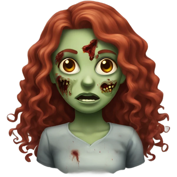Zombie girl with long red curly hair emoji