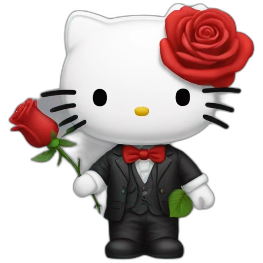 Hello kitty Dwight a red rose emoji