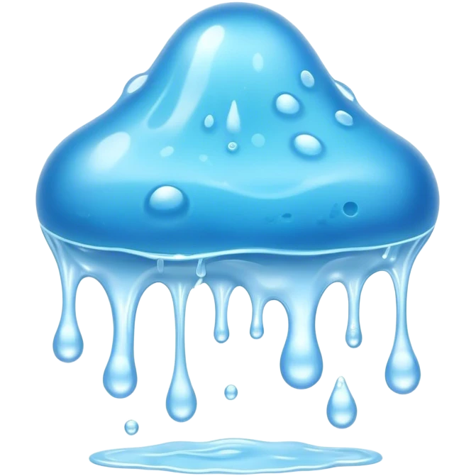 Cinematic Realistic Clear Blue Slime, glossy and translucent with a soft blue hue, light reflecting off its smooth surface, subtle bubbles trapped inside, slightly jiggling with movement, delicate highlights enhancing its wet and squishy texture, glowing with a soft, magical aura. emoji