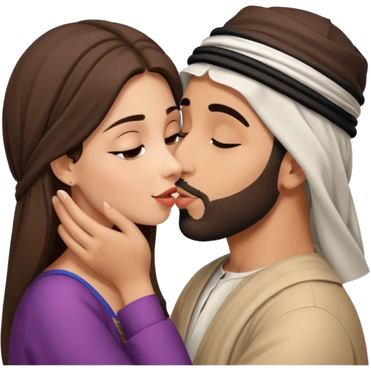 ￼Arab man kiss￼ European ￼ girl emoji