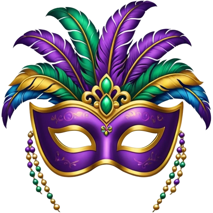 colorful Mardi Gras mask with feathers emoji