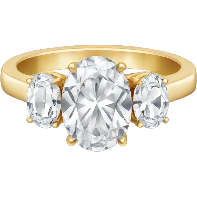 Three stone oval gold engagement ring emoji