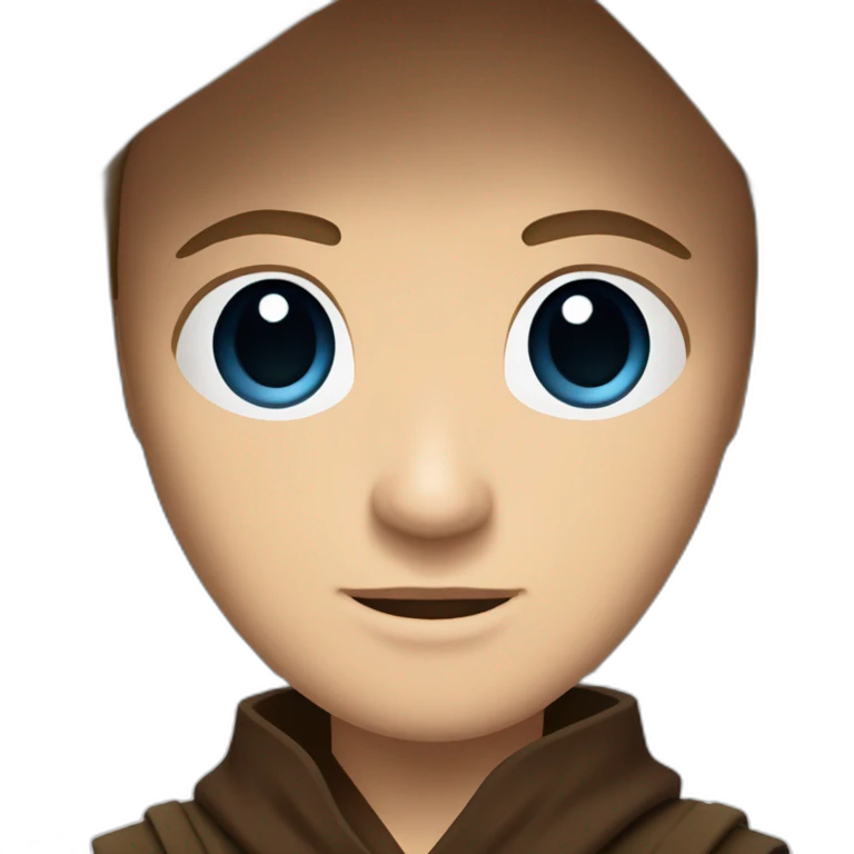 Dark side anakin skywalker (scar over right eye) (brown hooded robe) (portrait, front facing) (blue lightsaber) emoji