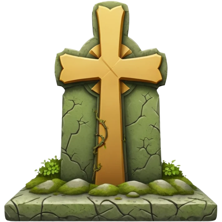 A gravestone emoji with a cross on top, detailed stone texture emoji