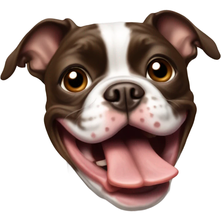 Brown Boston Terrier tongue out emoji