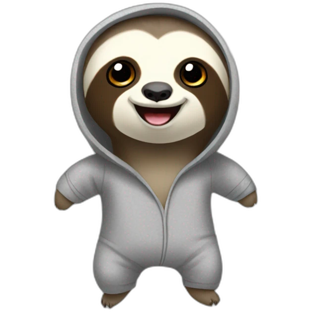 Excited Sloth in grey pajamas emoji