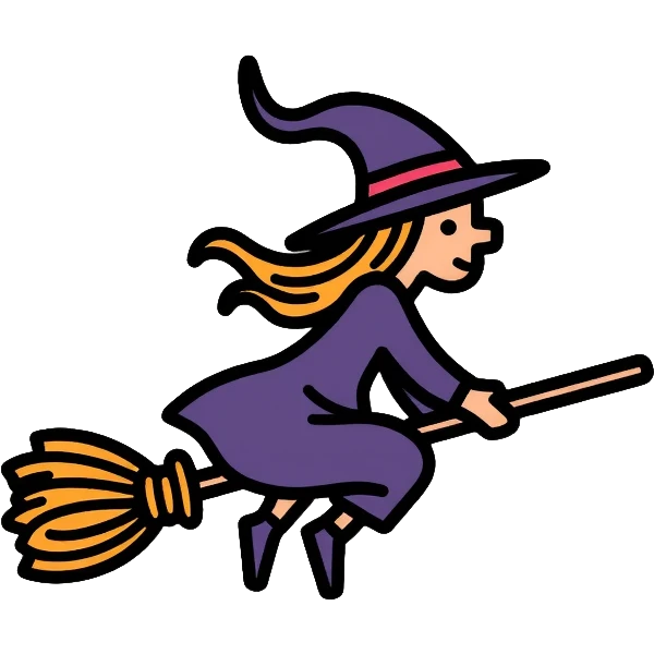 witch on a broom flying emoji