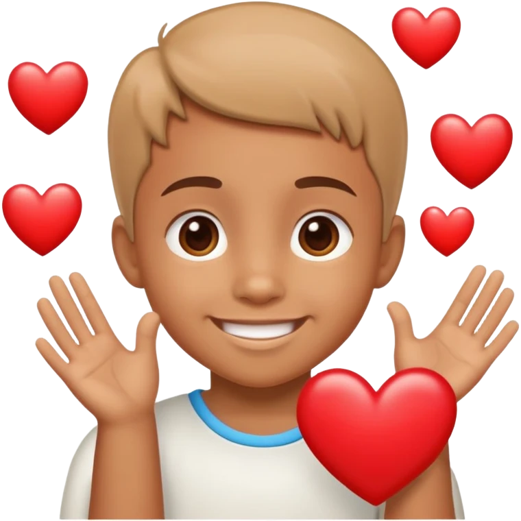 child saying I love you to family with hearts and smiling faces, warm and loving emoji