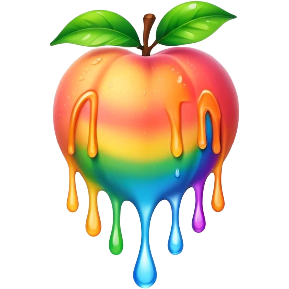 Wet rainbow dripping peach emoji