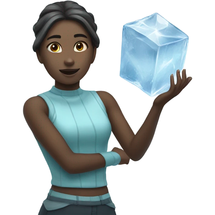 Girl floating with ice powers emoji