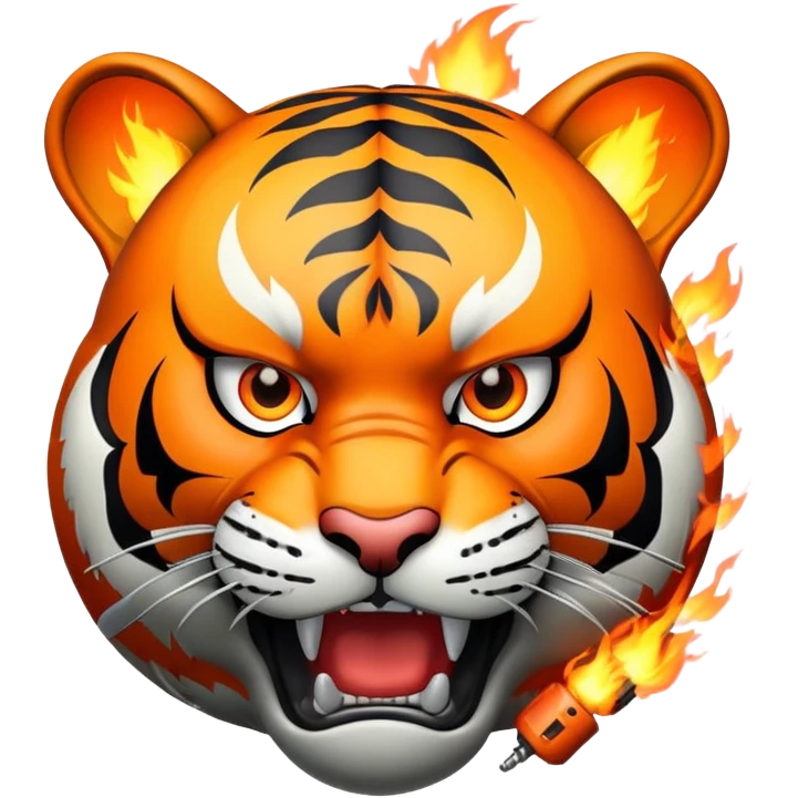 tiger face with bomb with burning fuse for Twitch emote emoji