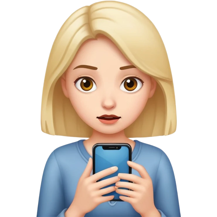girl holding phone with obsessed expression emoji