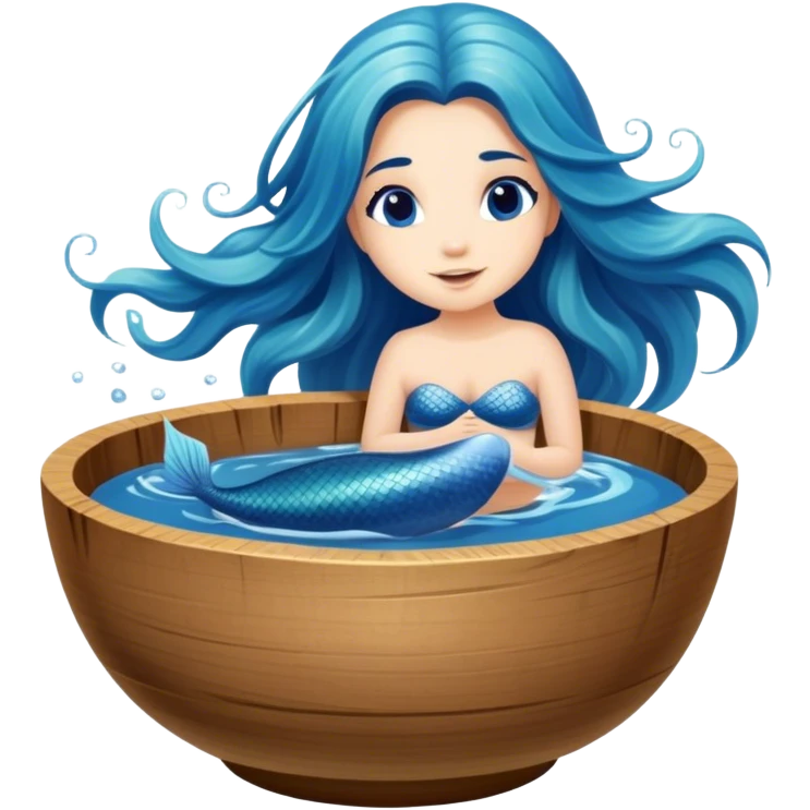 Mermaid in a wooden soup bowl emoji