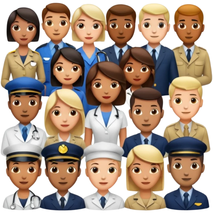 professions different types of the same style emoji