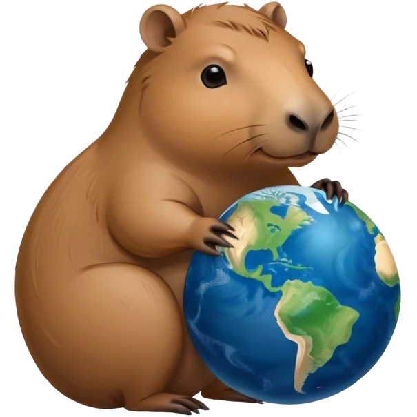 Capybara holding planet earth emoji