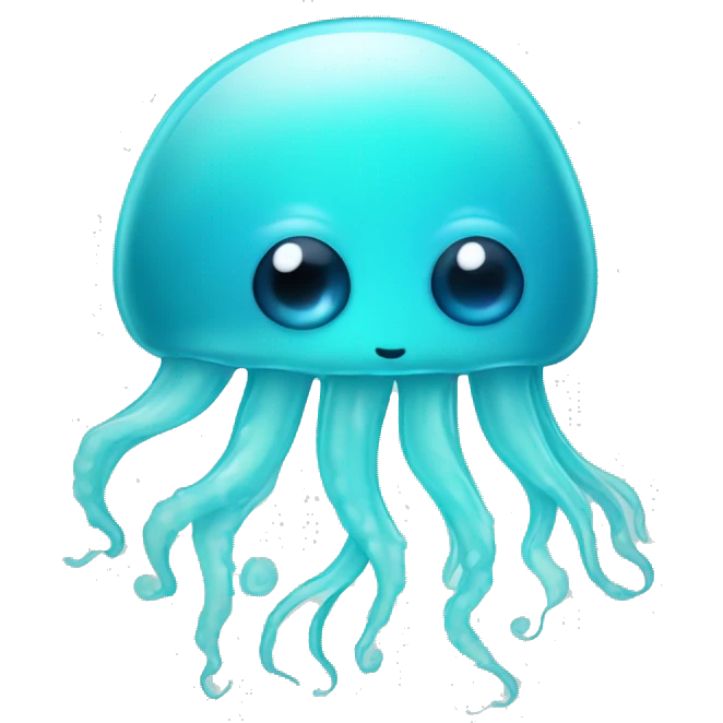 Light blue turquoise jelly fish cute eye emoji