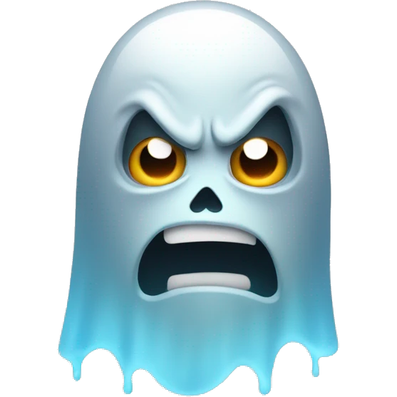 angry ghost with a light blue gray gradient emoji