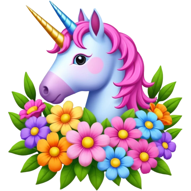 Bouquet of flowers with unicorns in the middle emoji