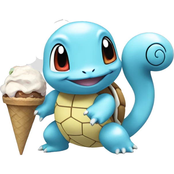 pokemon squirtle with flower and ice cream emoji