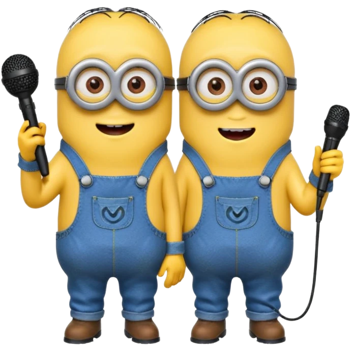 Minions singing, with micro emoji
