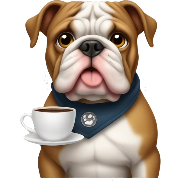 Bulldog with coffee emoji
