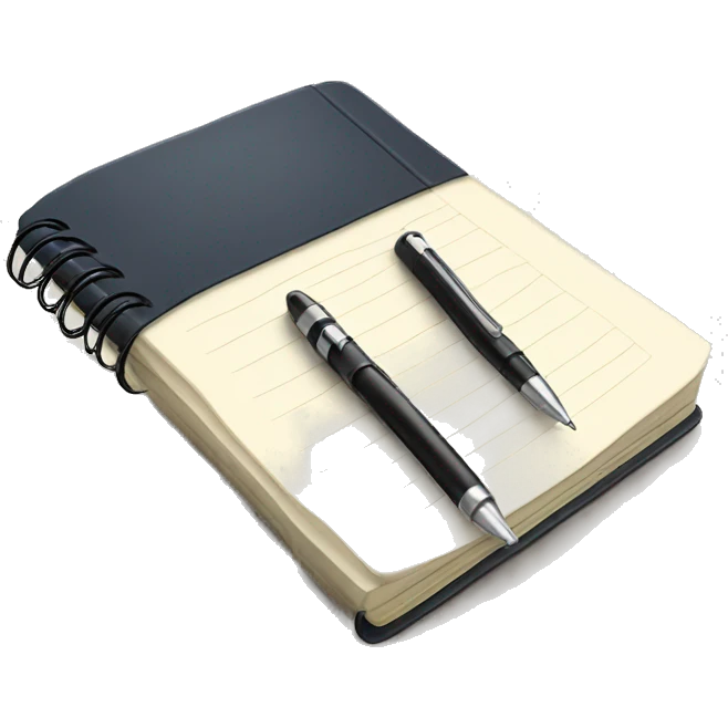 A notebook with a pen next to it emoji