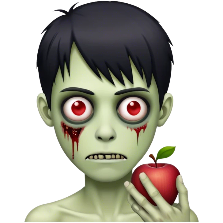 Thin man, emo hair, zombie, Apple emoji style emoji