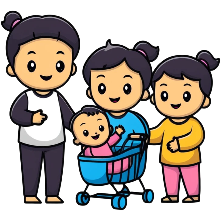 Mom dad twin babies (girl and boy) and a toddler (girl) happy family  emoji