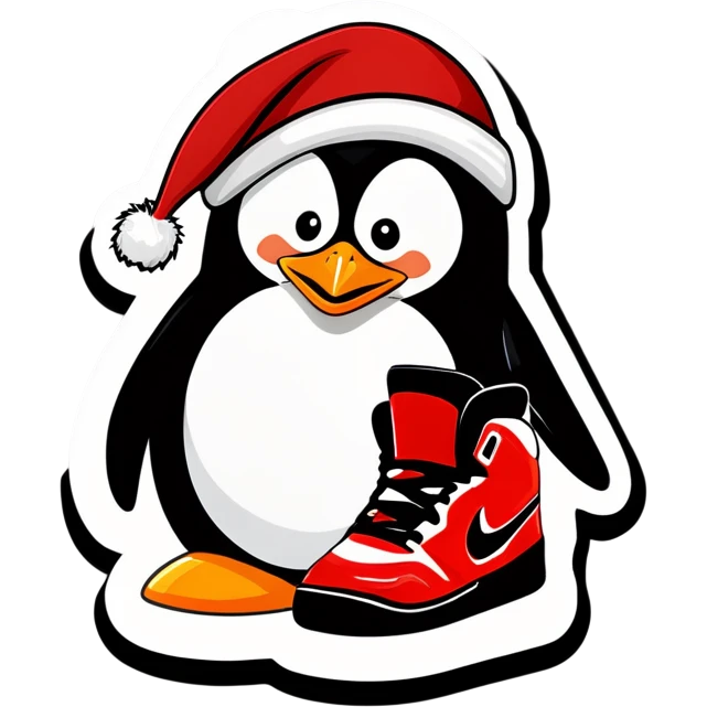 Pinguin mit einem Hut und einem Jordan 4 Schuh  emoji