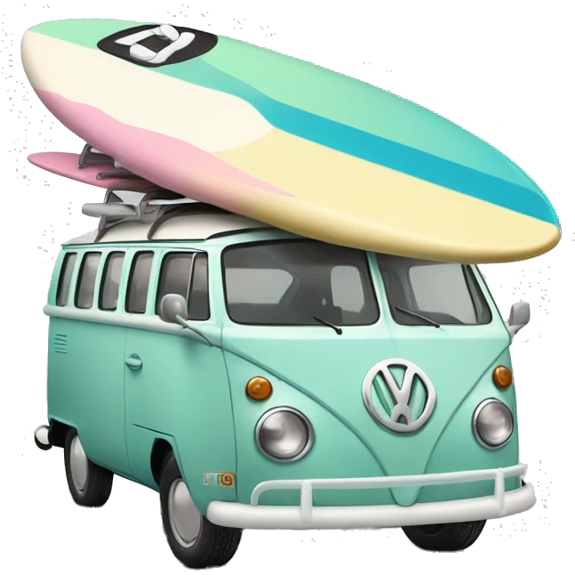 Surfboard on top of pastel Volkswagen  emoji