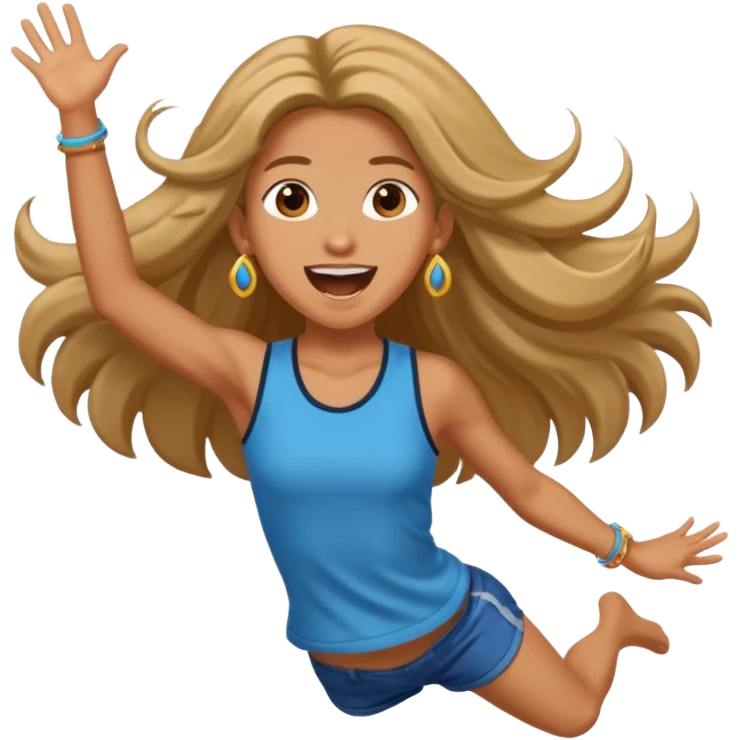 bungee jumping face in action with earrings and long hair flying away emoji