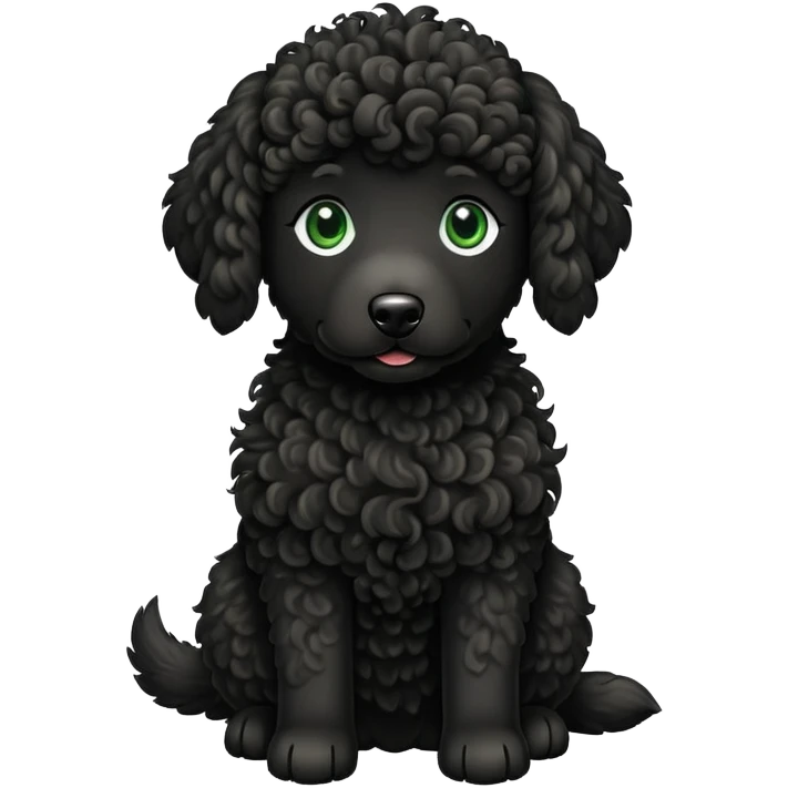 Green eyed black doodle dog emoji