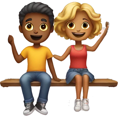 Boy and girl on swing in love emoji