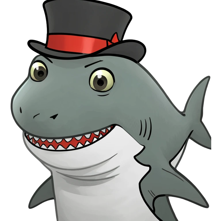 Shark with a top hat emoji
