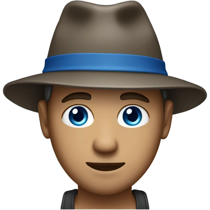 casual male portrait with hat blue eyes emoji