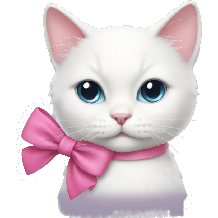 white cat with a pink bow emoji