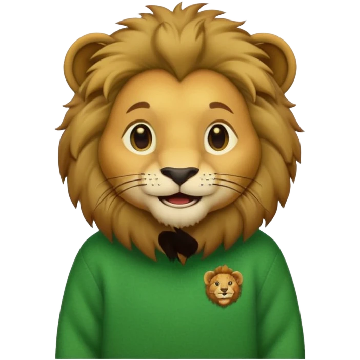 lion wearing green jumper emoji