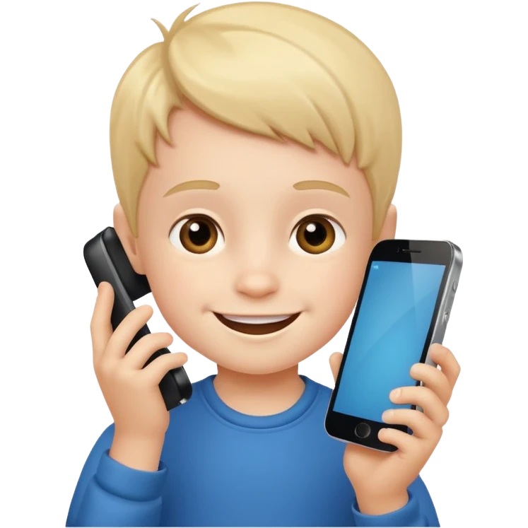 little kid with phone emoji