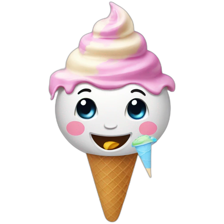 A happy ice cream eating ice cream emoji