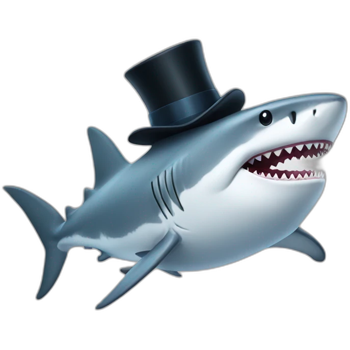 Shark with a top hat emoji
