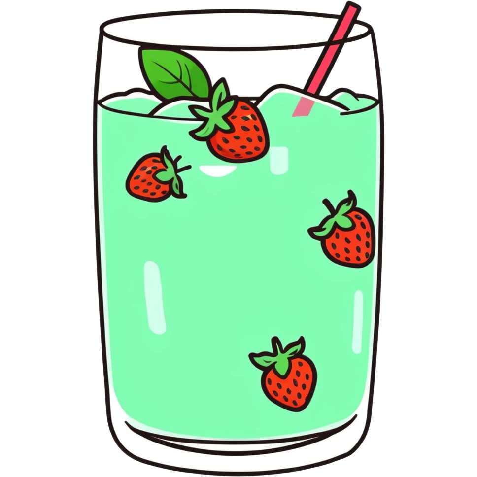 strawberry mint infused water with ice and mint garnish emoji