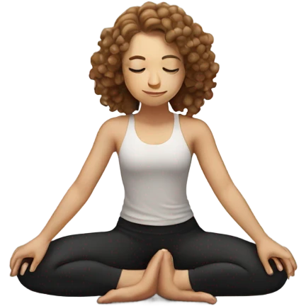 White girl curly light brown hair doing crow pose yoga  emoji