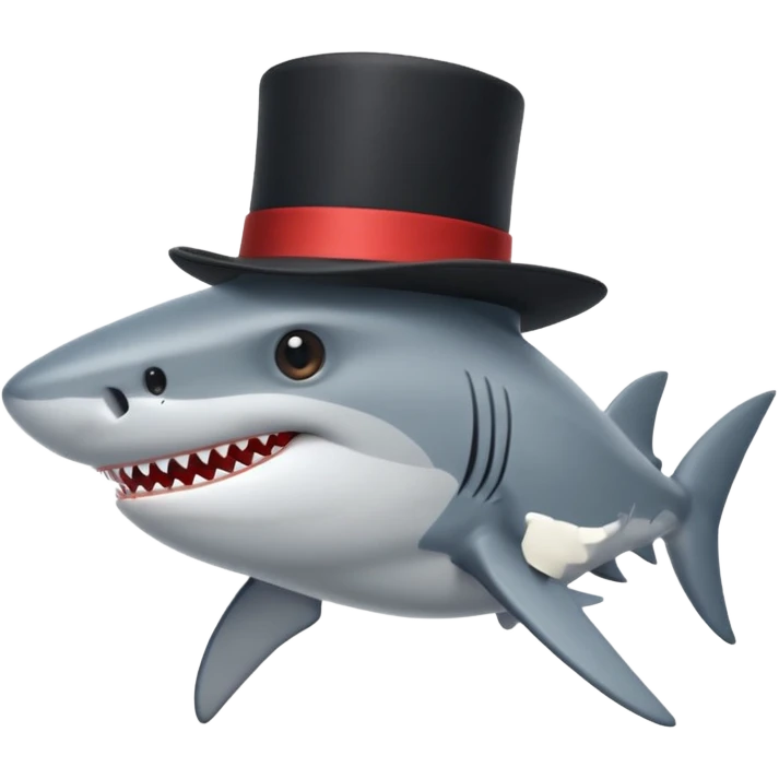 Shark with a top hat emoji