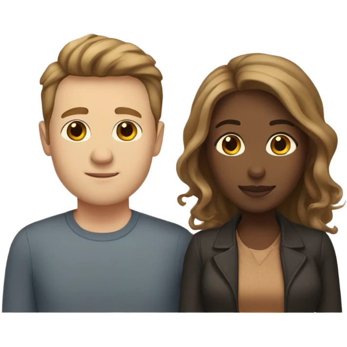 interracial couple with mixed race woman and white man with brown hair emoji