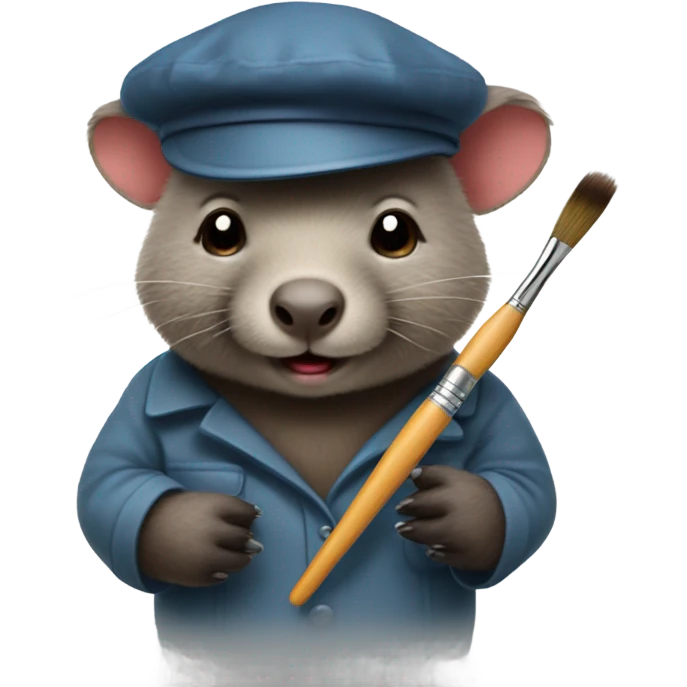 Wombat with beret and paint brush emoji