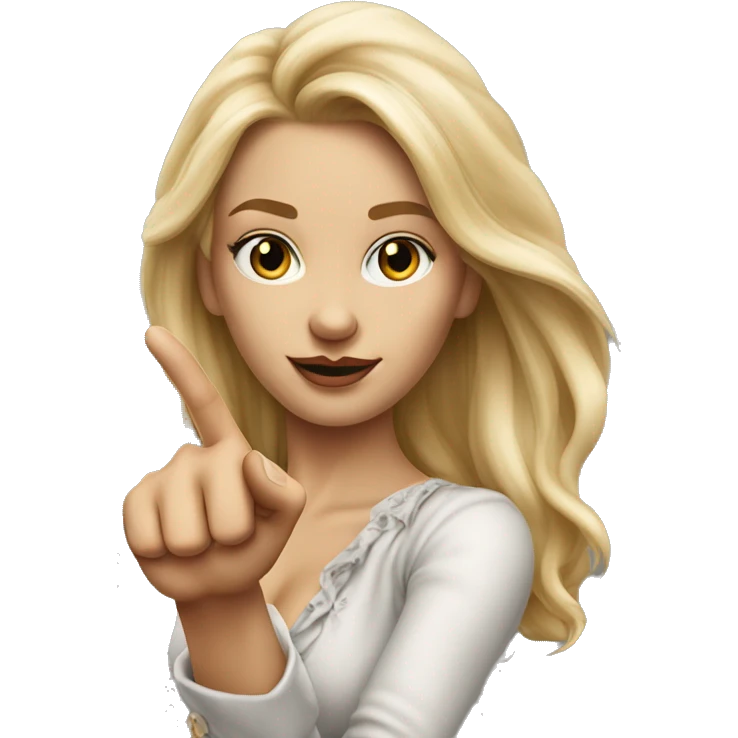 Blonde elegant women with LONG HAIR, her Body Covered with Tattoos, POINTING YOU FORWARD with her HAND with INDEX FINGER, Hyper Realistic emoji