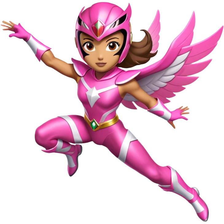 Pink power ranger girl superhero flying emoji