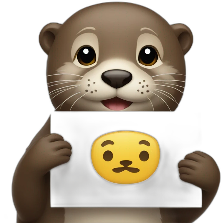 otter holding a sign that says good bye emoji