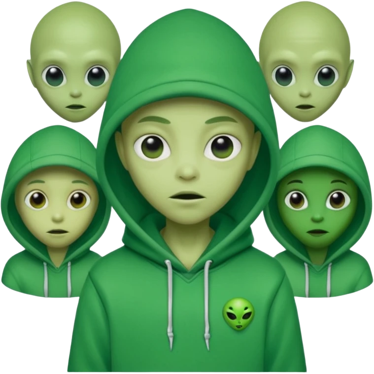 a portrait of aliens wear hoodies emoji